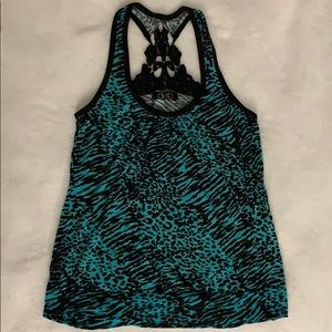 Teal/black leopard print camisole